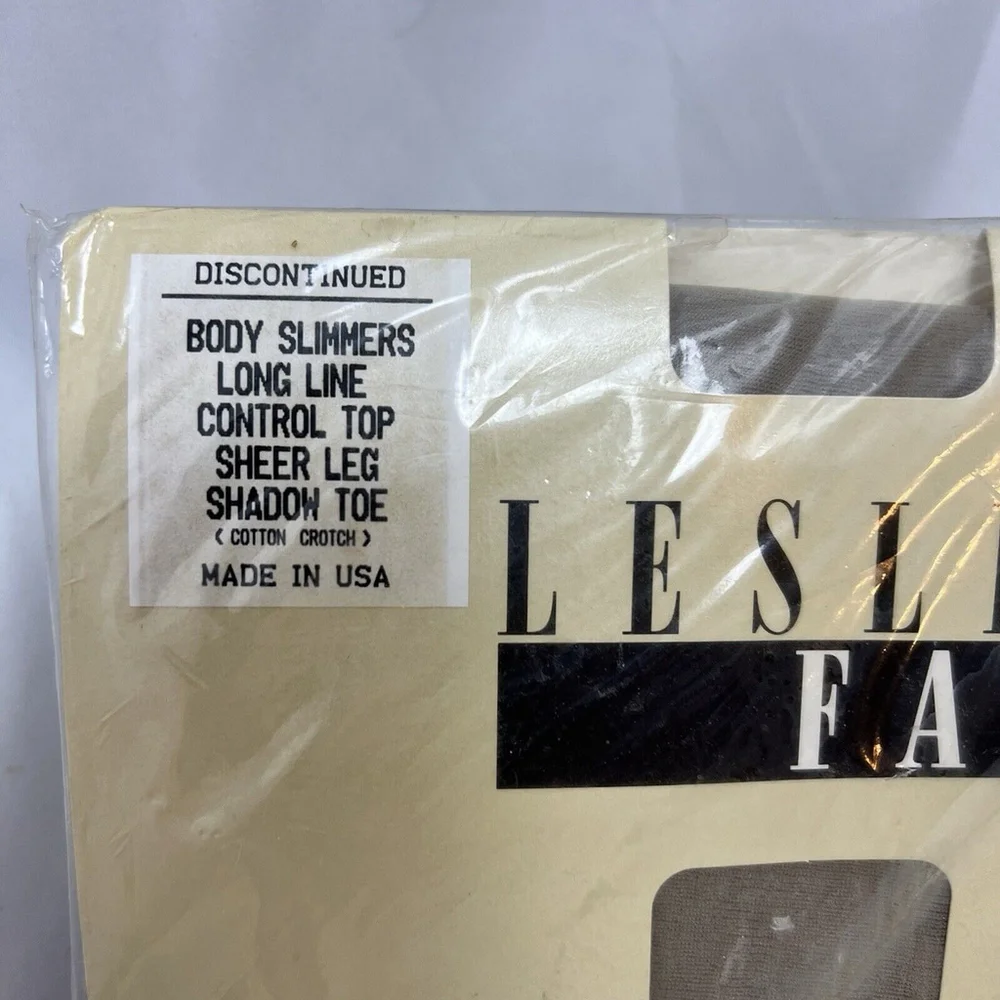 Vintage‎ Leslie Fay Body Slimmers Long Line Control Top Pantyhose Sand Size B